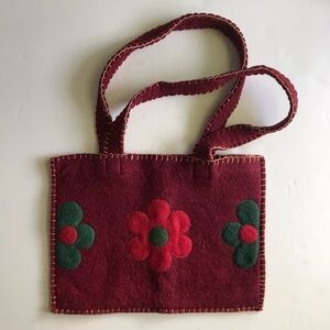 Wool Floral Purse Felt Blanket Stitch & Appliqué